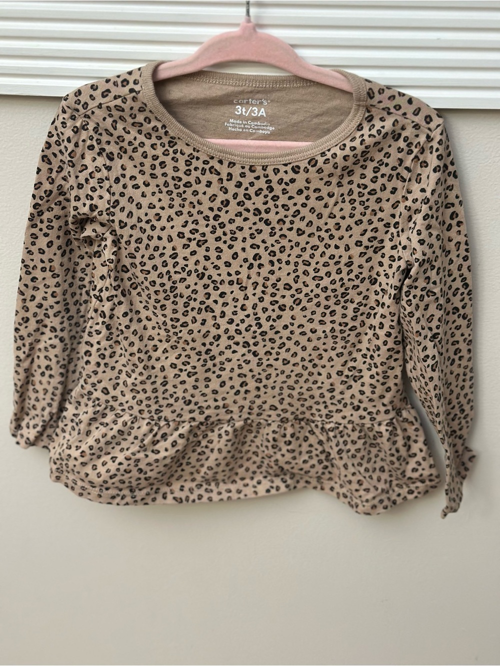 Carters Leopard Print Peplum Long Sleeve  Top